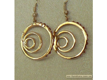 Серьги декор золото камень красный 3кольца 25мм Серьги декор золото камень красный 3кольца 25мм