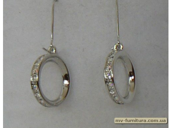 Серьги класика серебро камень белый кольцо 15мм Серьги класика серебро камень белый кольцо 15мм