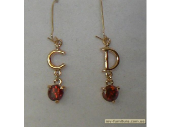 Серьги декор золото камень красный CD Серьги декор золото камень красный CD