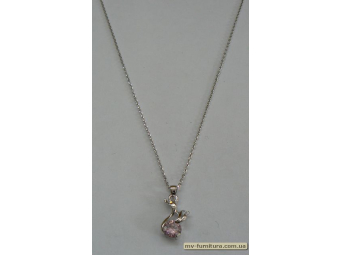 Кулон цепочка серебро камень розовый уточка (22см) Кулон цепочка серебро камень розовый уточка (22см)