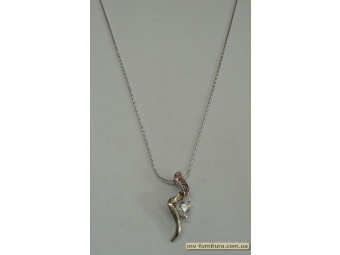 Кулон цепочка серебро камень розовый камни на зигзаге (22см) Кулон цепочка серебро камень розовый камни на зигзаге (22см)