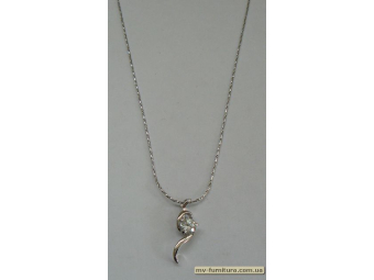 Кулон цепочка серебро камень белый 1камень (22см) Кулон цепочка серебро камень белый 1камень (22см)