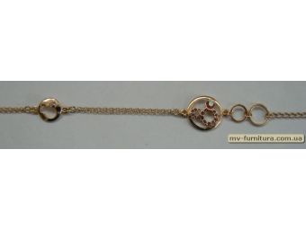 Браслет цепочка золото №9 камень розовый восьмерка в круге 20см Браслет цепочка золото №9 камень розовый восьмерка в круге 20см