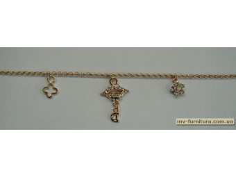 Браслет цепочка золото №10 камень белый улыбка 20см Браслет цепочка золото №10 камень белый улыбка 20см