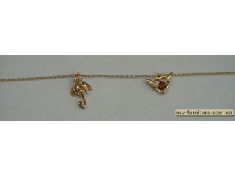 Браслет цепочка золото №13 камень желтый зонтик 21см Браслет цепочка золото №13 камень желтый зонтик 21см