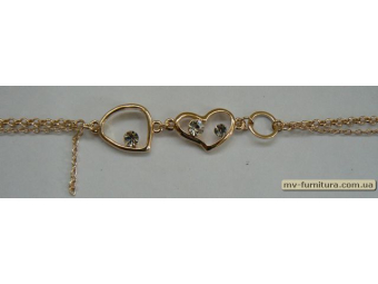 Браслет цепочка золото №20 камень белый сердце 20см Браслет цепочка золото №20 камень белый сердце 20см