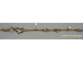 Браслет цепочка золото №25 камень белый сердце 20см Браслет цепочка золото №25 камень белый сердце 20см