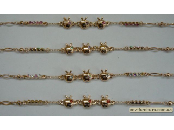 Браслет цепочка золото №27 камень цветной яблоко 20см Браслет цепочка золото №27 камень цветной яблоко 20см