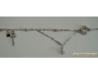 Браслет цепочка серебро №33 камень белый круг 21см Браслет цепочка серебро №33 камень белый круг 21см