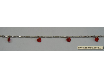 Браслет цепочка серебро №40 камень цветной 5 сердец 21см Браслет цепочка серебро №40 камень цветной 5 сердец 21см