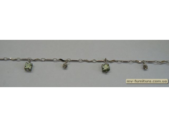 Браслет цепочка серебро №47 пластмасса+камень зеленый 5 элементов 21см Браслет цепочка серебро №47 пластмасса+камень зеленый 5 элементов 21см
