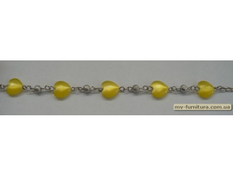 Браслет цепочка серебро №52 пластмасса желтый сердце 19см Браслет цепочка серебро №52 пластмасса желтый сердце 19см