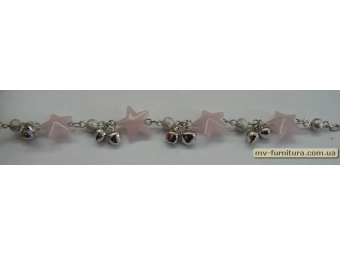 Браслет цепочка серебро №53 пластмасса розовый звезда 19см Браслет цепочка серебро №53 пластмасса розовый звезда 19см