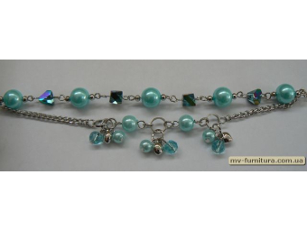 Браслет цепочка серебро №65 пластмасса жемчуг металл голубой сердцеМ (10мм) 20см Браслет цепочка серебро №65 пластмасса жемчуг металл голубой сердцеМ (10мм) 20см