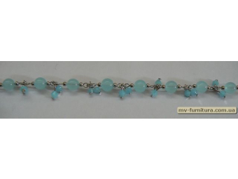 Браслет цепочка серебро №72 пластмасса голубой (10мм) 20см Браслет цепочка серебро №72 пластмасса голубой (10мм) 20см