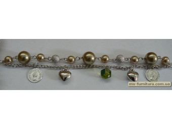 Браслет цепочка серебро №74 пластмасса жемчуг металл топленое молоко монетка 20см Браслет цепочка серебро №74 пластмасса жемчуг металл топленое молоко монетка 20см