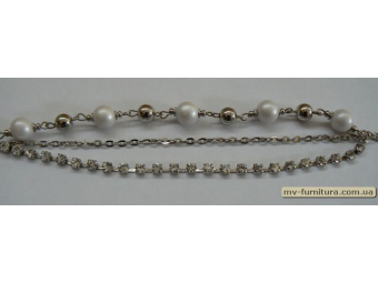 Браслет цепочка серебро №77 жемчуг металл камень белый 3нитки 20см Браслет цепочка серебро №77 жемчуг металл камень белый 3нитки 20см