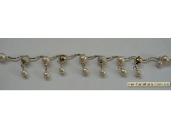 Браслет цепочка серебро №83 пластмасса жемчуг металл белый шар на волне 20см Браслет цепочка серебро №83 пластмасса жемчуг металл белый шар на волне 20см