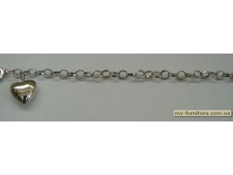 Браслет цепочка №96 металл никель 1 элемент сердцеМ 20см Браслет цепочка №96 металл никель 1 элемент сердцеМ 20см