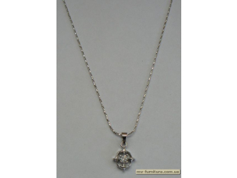 Кулон цепочка №19 серебро камень белый узор (20см) Кулон цепочка №19 серебро камень белый узор (20см)