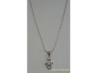 Кулон цепочка №23 серебро камень белый шляпка (20см) Кулон цепочка №23 серебро камень белый шляпка (20см)