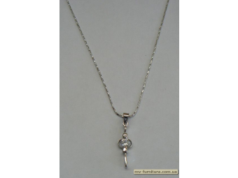 Кулон цепочка №25 серебро камень белый ключик (20см) Кулон цепочка №25 серебро камень белый ключик (20см)