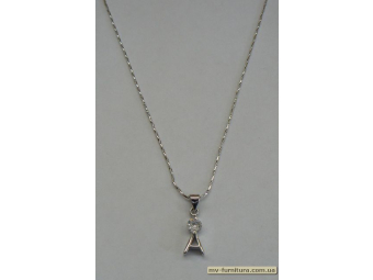 Кулон цепочка №39 серебро камень белый А (20см) Кулон цепочка №39 серебро камень белый А (20см)