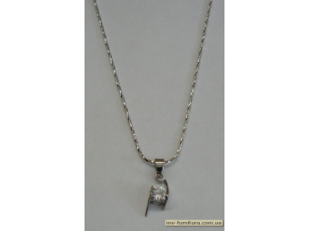 Кулон цепочка №51 серебро камень белый 2треугольника (20см) Кулон цепочка №51 серебро камень белый 2треугольника (20см)