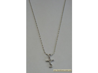 Кулон цепочка №60 серебро камень белый 2волны (20см) Кулон цепочка №60 серебро камень белый 2волны (20см)