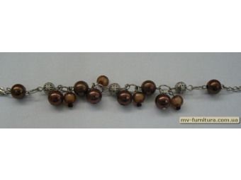 Браслет цепочка серебро №112 жемчуг металл коричневый 10мм 22см Браслет цепочка серебро №112 жемчуг металл коричневый 10мм 22см