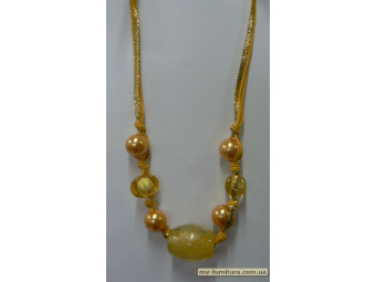 Колье веревка №6 стекло жемчуг желтый овал (25см) Колье веревка №6 стекло жемчуг желтый овал (25см)