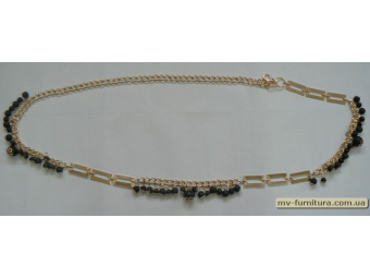 Пояс цепочка золото №12 жемчуг черный Пояс цепочка золото №12 жемчуг черный