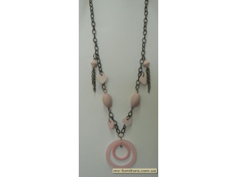 Колье цепочка блекникель №14 пластмасса розовый "Болгария" (31см) Колье цепочка блекникель №14 пластмасса розовый "Болгария" (31см)