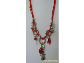 Колье веревка №16 металл+камень+пластмасса красный море (26см) Колье веревка №16 металл+камень+пластмасса красный море (26см)