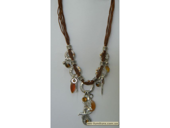 Колье веревка №16 металл+камень+пластмасса коричневый море (26см) Колье веревка №16 металл+камень+пластмасса коричневый море (26см)