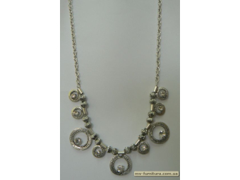 Колье цепочка серебро №19 металл+камень белый этник (24см) Колье цепочка серебро №19 металл+камень белый этник (24см)