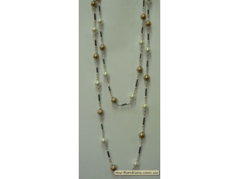 Бусы цепи серебро №14 жемчуг белый+коричневый 2 in 1 (10мм) черная палочка бзастежки (73см) Бусы цепи серебро №14 жемчуг белый+коричневый 2 in 1 (10мм) черная палочка бзастежки (73см)