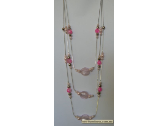 Бусы цепи серебро №18 жемчуг пластмасса металл розовый 3in1 застежка (35см) Бусы цепи серебро №18 жемчуг пластмасса металл розовый 3in1 застежка (35см)