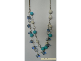 Колье цепочка серебро №21 пластмасса+стекло голубой (33см) Колье цепочка серебро №21 пластмасса+стекло голубой (33см)