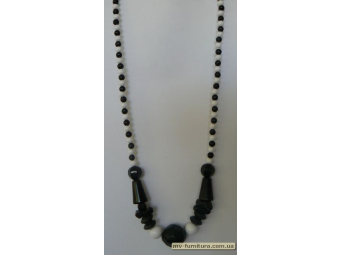 Бусы пластик №34 черный+белый шарики застежка (30см) Бусы пластик №34 черный+белый шарики застежка (30см)