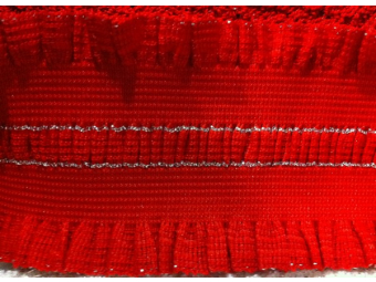 Резинка рюшь 60мм (28м) красная 001266 Резинка рюшь 60мм (28м) красная 001266