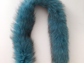 Опушка наутральный мех песец 70см бирюза темная Опушка наутральный мех песец 70см бирюза темная