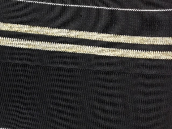 Довяз трикотажный 180см (манжет 14х7см) (1кг) черный 2 люрекс полосы Довяз трикотажный 180см (манжет 14х7см) (1кг) черный 2 люрекс полосы