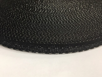 Тесьма ТЖ флаг 10мм (50м) черный серебро люрекс елка Тесьма ТЖ флаг 10мм (50м) черный серебро люрекс елка